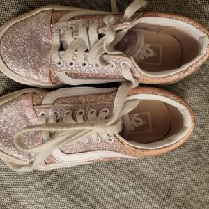Vans Kids Sparkly Sneakers - Pink Glitter and White